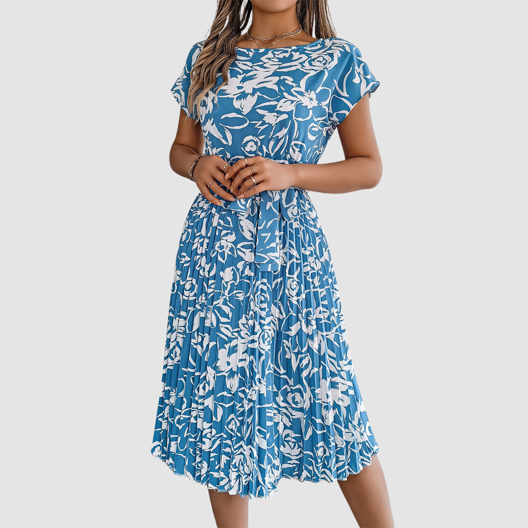 Rosie™ Elegant Floral Pleated Dress