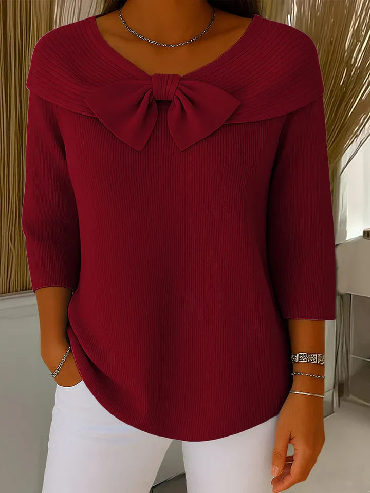 Serenna – Women's-Sweater with Bow and Round Neckline