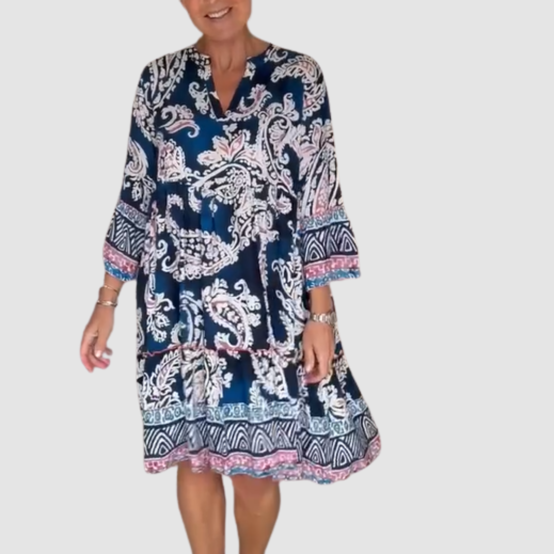 Vivian™ V-Neck Floral Print Dress