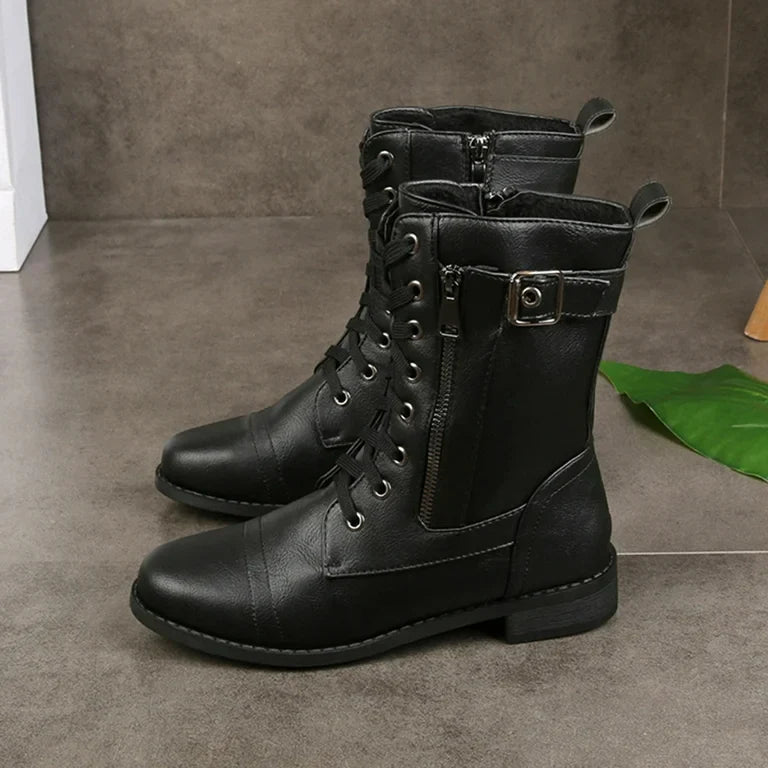 AURELIA™ | LEATHER BOOTS WITH ROUND TOE