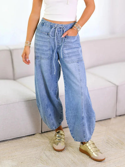 ALINA™ | RELAXED FIT DRAWSTRING DENIM PANTS