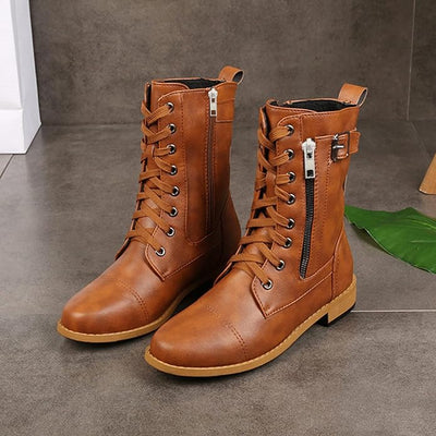 AURELIA™ | LEATHER BOOTS WITH ROUND TOE