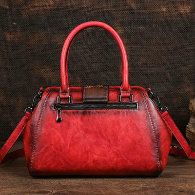 FLORINA™ | ENGRAVED LEATHER HANDBAG WITH FLORAL PATTERN