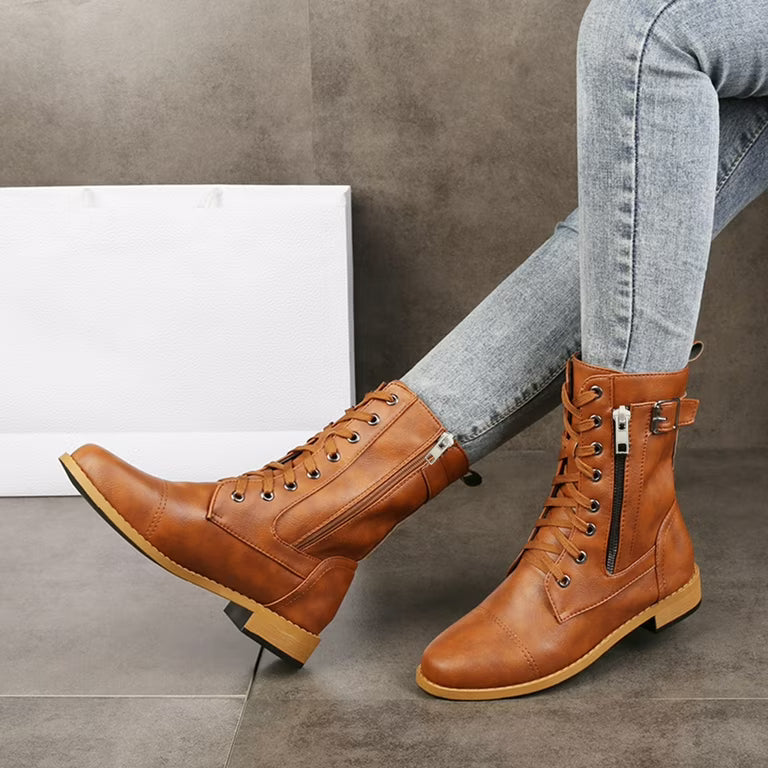 AURELIA™ | LEATHER BOOTS WITH ROUND TOE