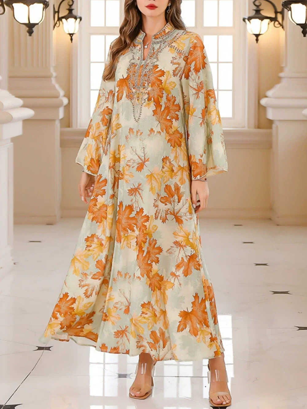 Paloma™ Maple Leaf Print Maxi Dress