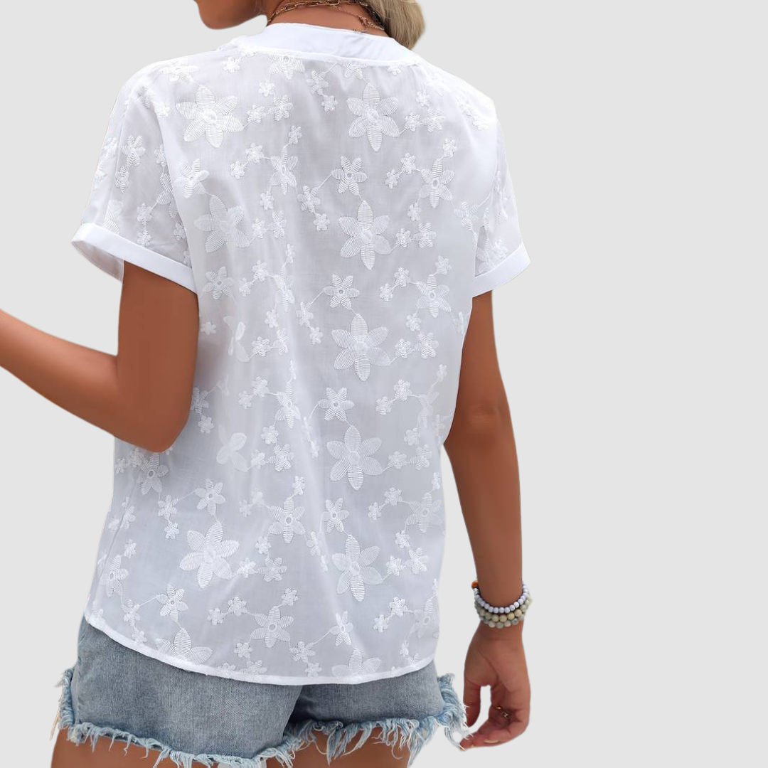 Natasha™ Floral Loose White Shirt