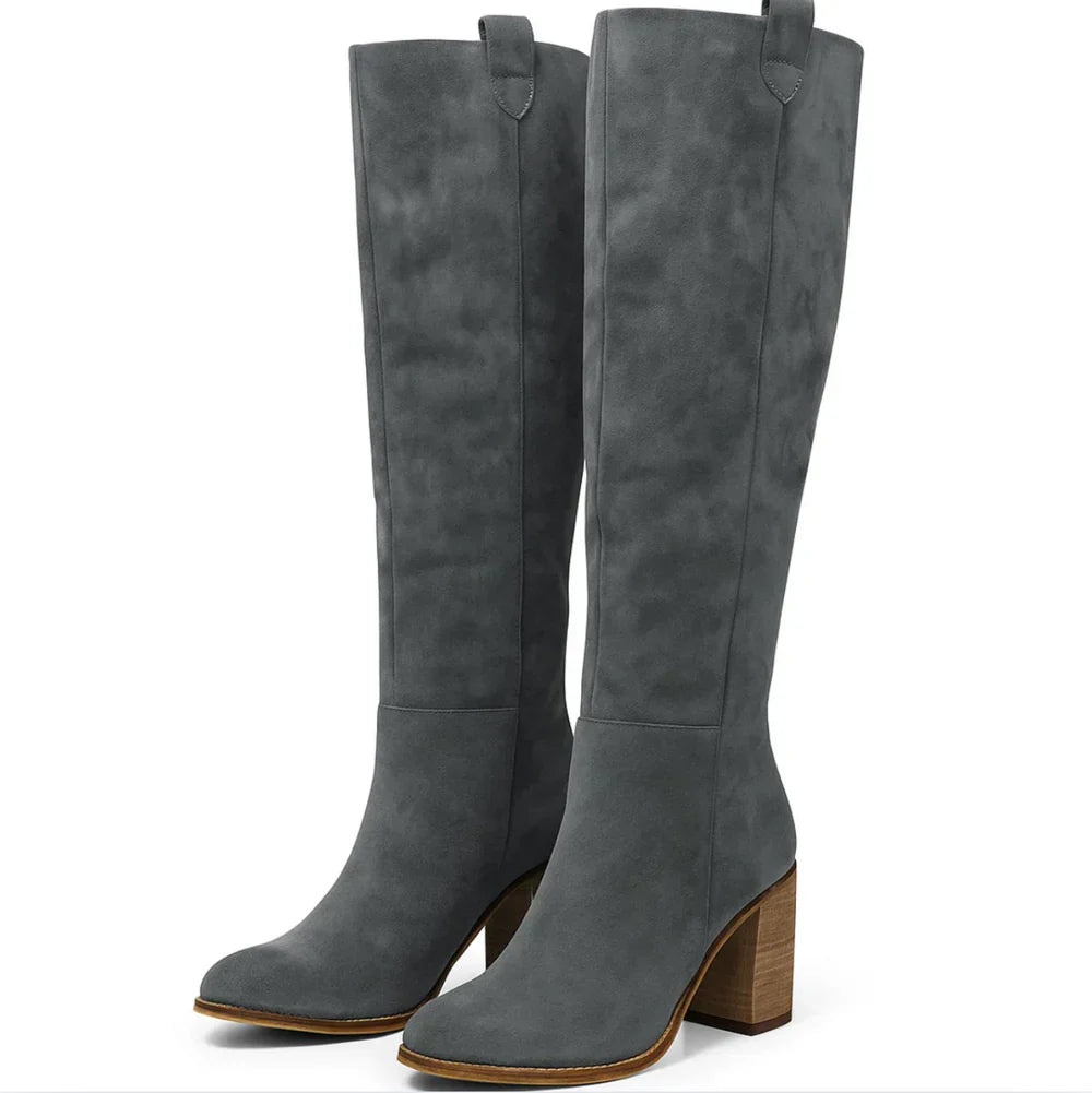 SUEVIA™ | SUEDE BLOCK HEEL BOOTS